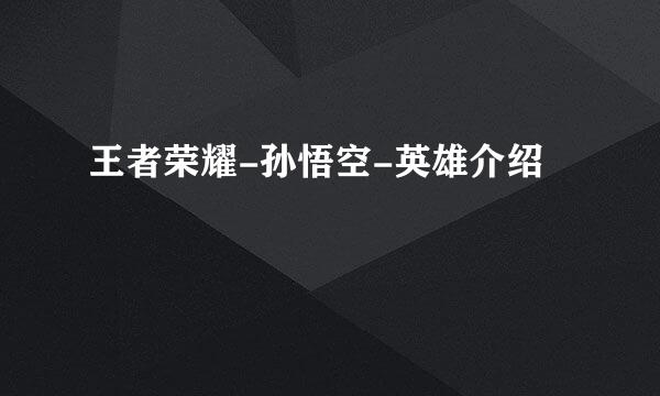 王者荣耀-孙悟空-英雄介绍