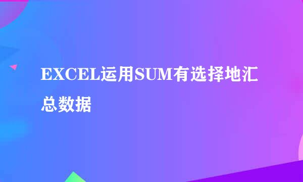 EXCEL运用SUM有选择地汇总数据