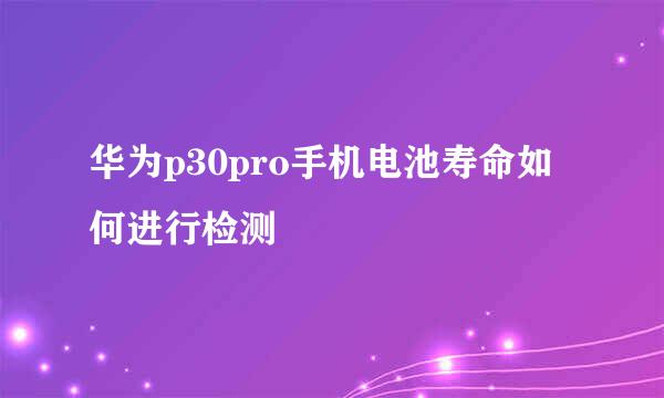 华为p30pro手机电池寿命如何进行检测