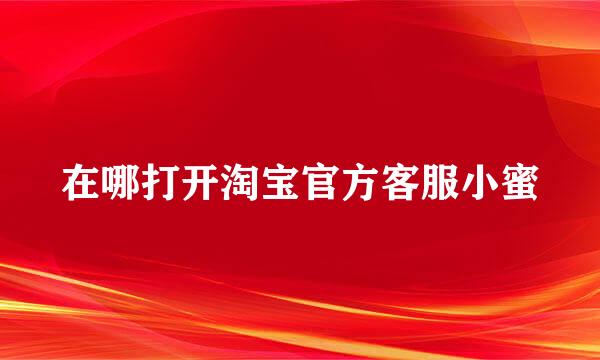 在哪打开淘宝官方客服小蜜