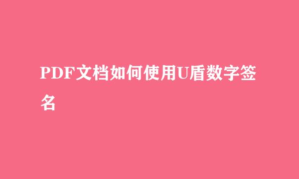 PDF文档如何使用U盾数字签名