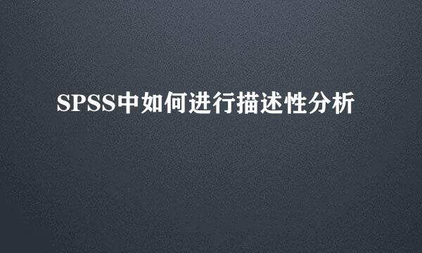 SPSS中如何进行描述性分析