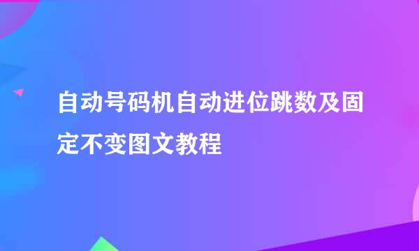 自动号码机自动进位跳数及固定不变图文教程