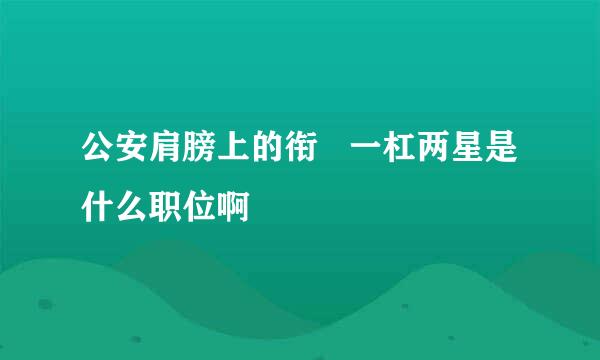 公安肩膀上的衔   一杠两星是什么职位啊