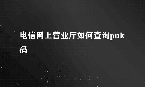 电信网上营业厅如何查询puk码