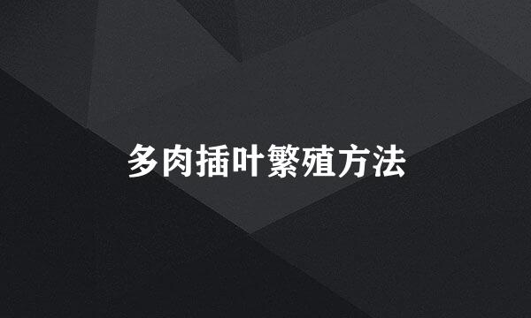 多肉插叶繁殖方法