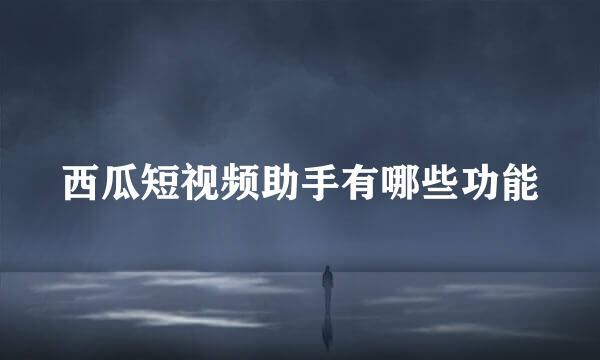 西瓜短视频助手有哪些功能