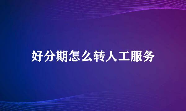 好分期怎么转人工服务