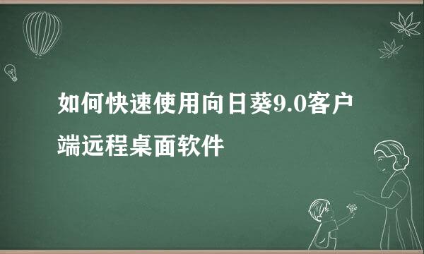 如何快速使用向日葵9.0客户端远程桌面软件