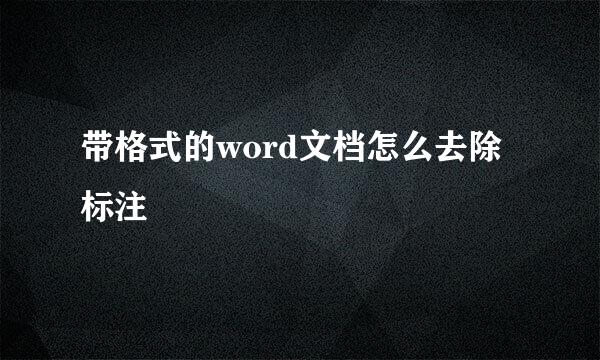 带格式的word文档怎么去除标注