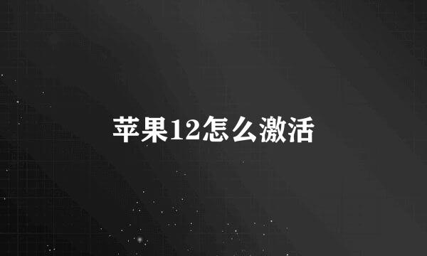 苹果12怎么激活