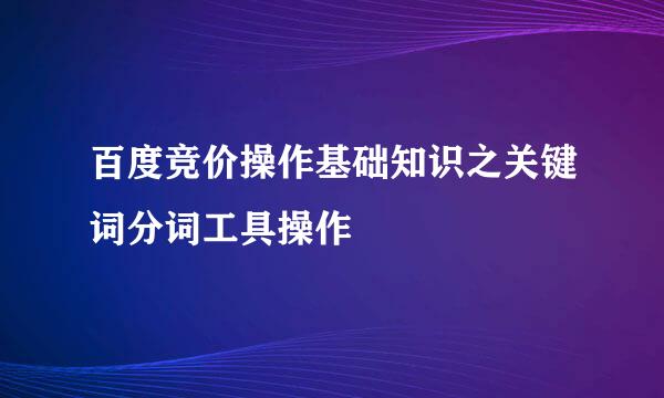 百度竞价操作基础知识之关键词分词工具操作