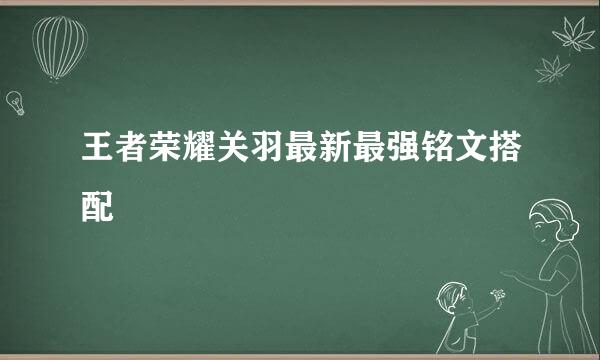 王者荣耀关羽最新最强铭文搭配
