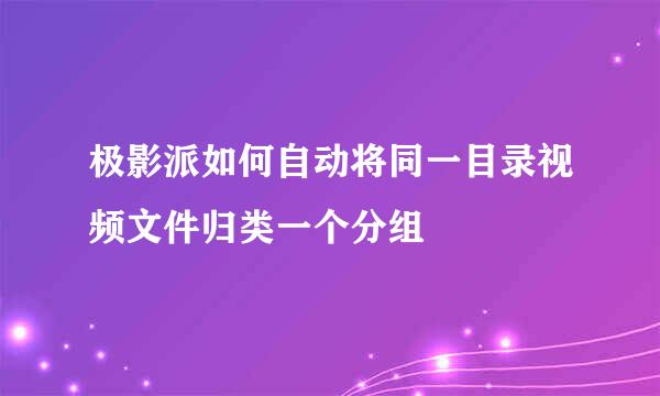 极影派如何自动将同一目录视频文件归类一个分组