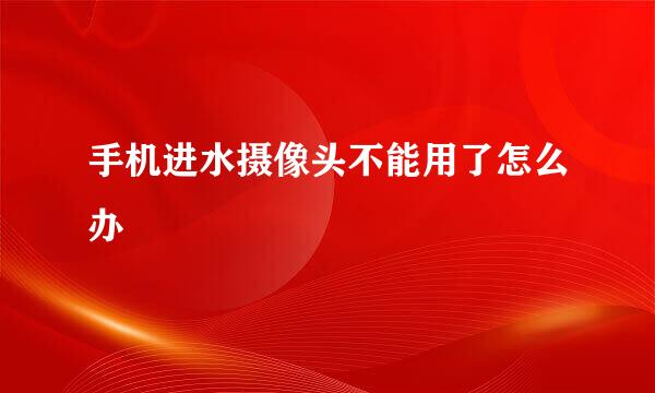 手机进水摄像头不能用了怎么办