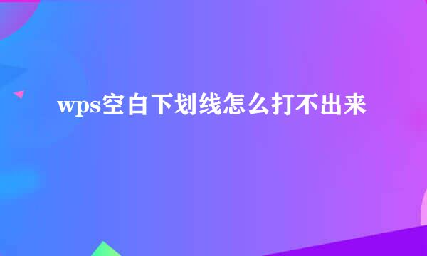 wps空白下划线怎么打不出来