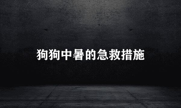 狗狗中暑的急救措施