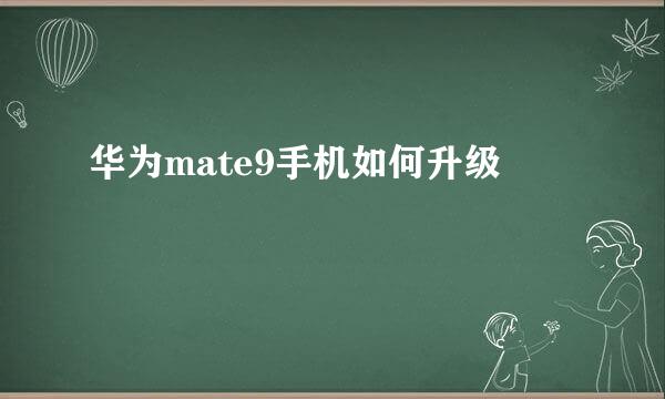 华为mate9手机如何升级