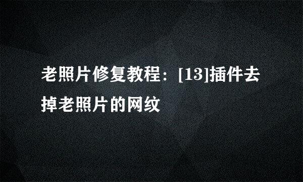 老照片修复教程：[13]插件去掉老照片的网纹