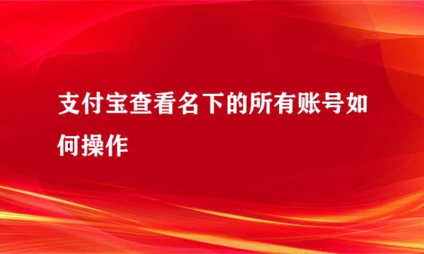 支付宝查看名下的所有账号如何操作