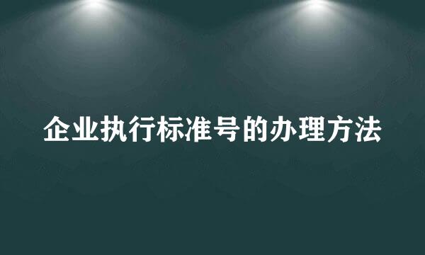 企业执行标准号的办理方法