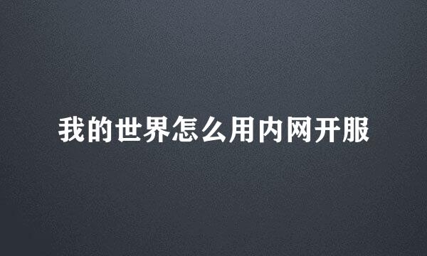 我的世界怎么用内网开服