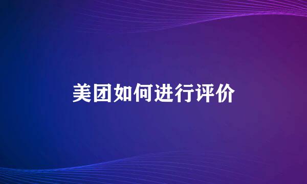 美团如何进行评价