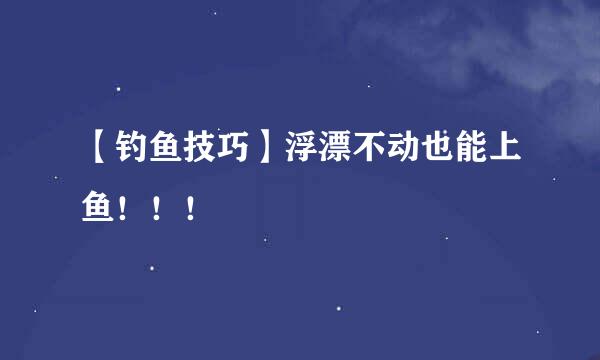 【钓鱼技巧】浮漂不动也能上鱼！！！