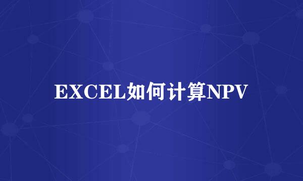 EXCEL如何计算NPV