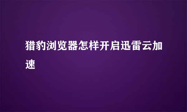 猎豹浏览器怎样开启迅雷云加速
