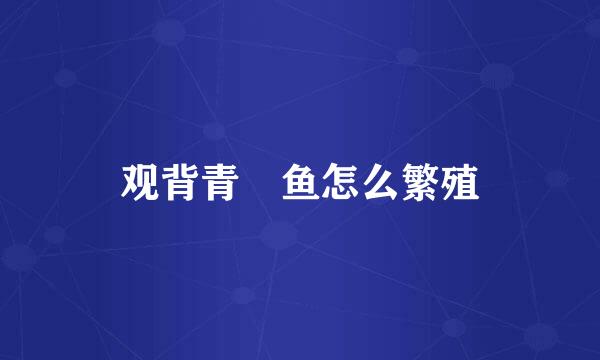 观背青鳉鱼怎么繁殖