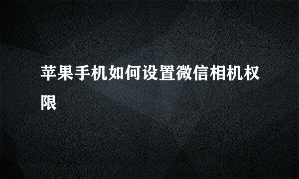 苹果手机如何设置微信相机权限