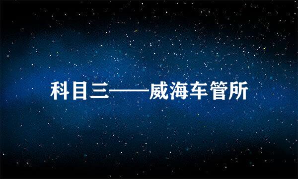 科目三——威海车管所