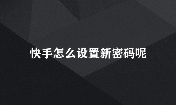 快手怎么设置新密码呢