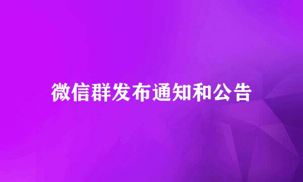 微信群发布通知和公告