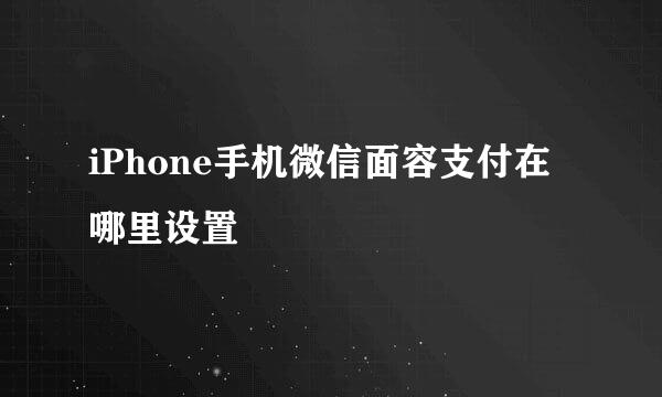 iPhone手机微信面容支付在哪里设置