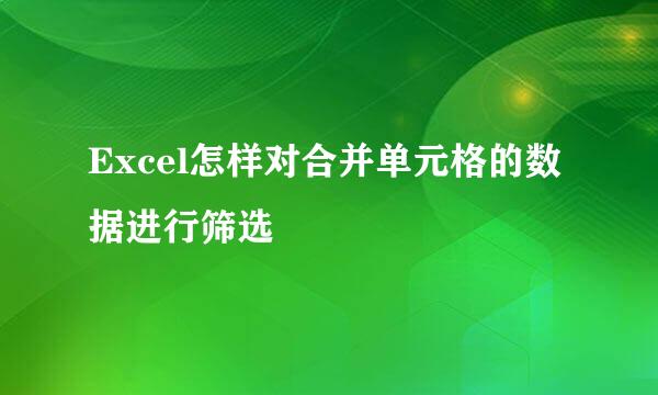Excel怎样对合并单元格的数据进行筛选