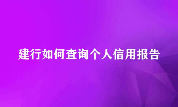 建行如何查询个人信用报告