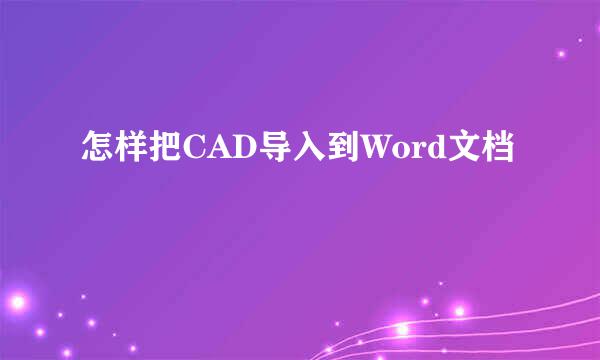 怎样把CAD导入到Word文档