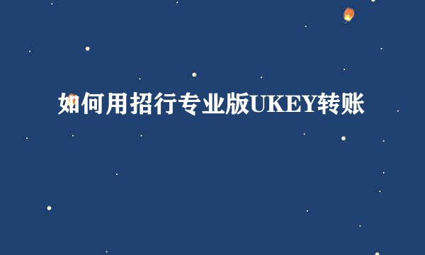 如何用招行专业版UKEY转账