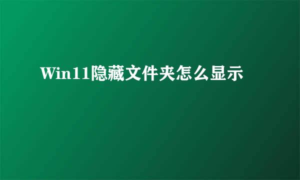 Win11隐藏文件夹怎么显示