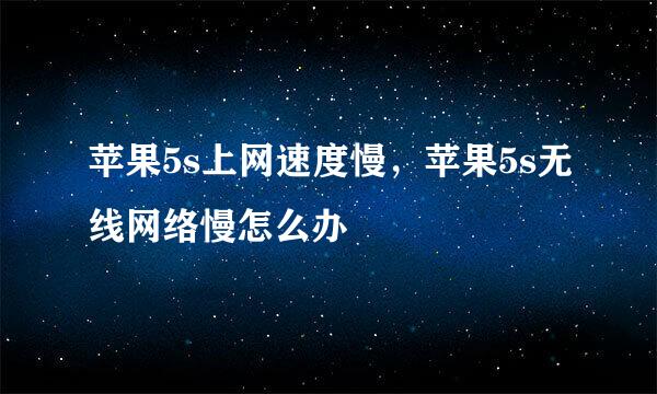 苹果5s上网速度慢，苹果5s无线网络慢怎么办