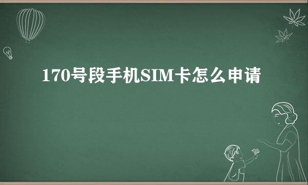170号段手机SIM卡怎么申请