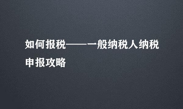 如何报税——一般纳税人纳税申报攻略