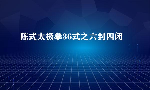 陈式太极拳36式之六封四闭