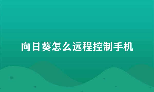 向日葵怎么远程控制手机