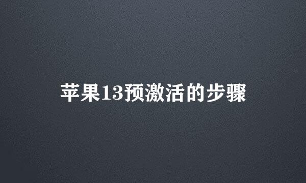 苹果13预激活的步骤