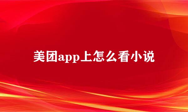美团app上怎么看小说