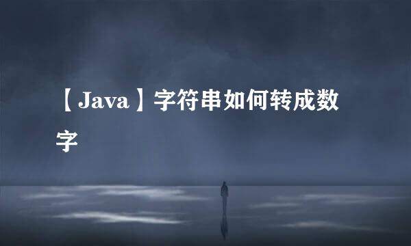 【Java】字符串如何转成数字