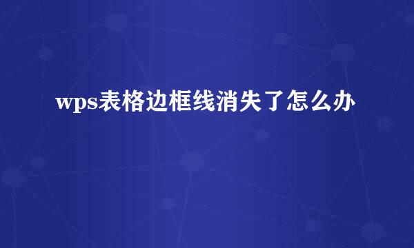 wps表格边框线消失了怎么办